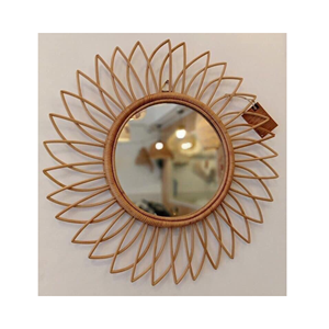 Miroir mural rond décoratif en rotin, cadre en rotin avec verre, décor de salon, fabriqué à la main au Vietnam, au meilleur prix - Product Image 3