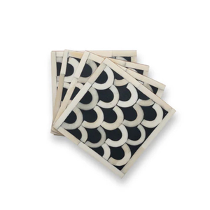 Sous-verres incrustés artisanaux en bois naturel et en nacre pour la vie de luxe Sous-verres incrustés MOP durables et élégants - Product Image 5