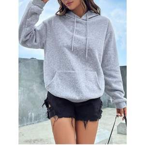 Sudadera con Capucha para Mujer, Otoño/Invierno, Forrada, Color Sólido, con Cordón y Bolsillos Delanteros, 100% Algodón, Alta Calidad, Venta al Por Mayor - Product Image 3