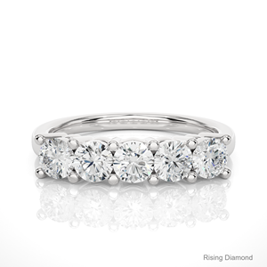 0,5 CTW corte redondo laboratorio cultivado oro amarillo boda banda media eternidad conjunto aniversario regalo anillos CVD diamante joyería - Product Image 5