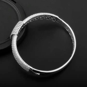 Gorgeous 925 Sterling <b>Silver</b> Designer <b>Bracelet</b> for <b>men</b> in Moissanite Round Brilliant Cut Hand Crafted with Vvs Clarity Diamond - Product Image 4