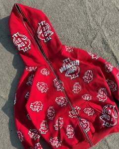 OEM Custom <b>100</b>% high quality Men Heavyweight Hoodie Zip 80% Cotton 20% <b>Polyester</b> provides comfort ,softness - Product Image 2