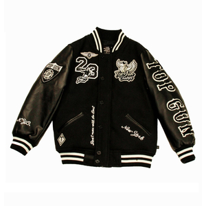 Blouson bombardier universitaire élégant pour hommes de haute qualité en cuir lourd imprimé bouton Design vêtements d'hiver à la mode capuche à motif de lettres - Product Image 5