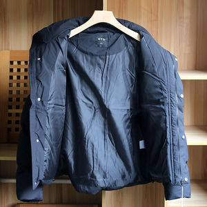 Personnalisation en gros veste d'hiver en duvet épais de haute qualité pour hommes avec traitement enduit à col montant - Product Image 3