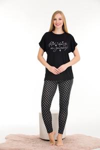 Pyjama en viscose turque doux, élégant et à motifs pour femmes, vêtements de nuit de haute qualité, textile turc respirant et confortable, ensemble de vêtements de nuit - Product Image 6