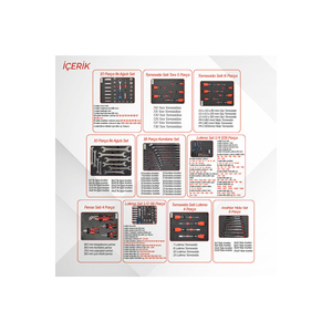 Movable Wheeled <b>Tool</b> <b>Cabinet</b> Cart 6 Lockable Drawers Pro Plus 248-Piece Set Red Metal - Product Image 5
