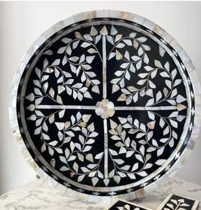 Bandeja redonda con Incrustaciones de nácar hecha a mano para uso diario, decoración del hogar y fines de servicio disponibles al mejor precio - Product Image 4