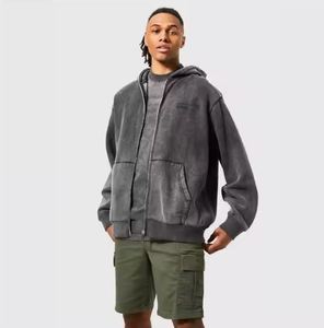 เสื้อฮู้ดซิปเต็มตัวผ้าฟลีซเก็บความร้อนสำหรับผู้ชายผ้าฝ้าย100% สีน้ำเงินเข้มพิมพ์ลายตามสั่งสำหรับฤดูหนาว - Product Image 4