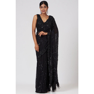 Georgette Saree-ropa de boda india de diseñador, blusa bordada de diseñador para chicas, para fiesta, de moda, 2023 - Product Image 1
