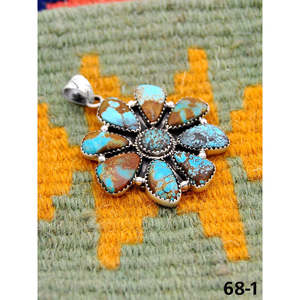 Artisanat du Sud-Ouest # 8 pendentifs sertis de pierres turquoise et d'argent sterling, cadeau - Product Image 2