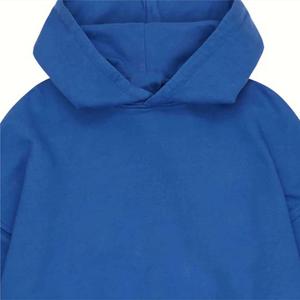Jersey de mezcla de algodón 100% de talla grande para hombre, Sudadera con capucha de lana de gran tamaño con logotipo bordado, básicos de invierno - Product Image 5