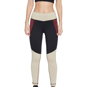 Leggings de yoga taille haute pour femme, bicolores, extensibles, pour fitness et entraînement, avec taille élastique - Product Image 1