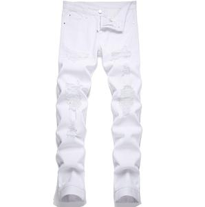 Pantalon en jean déchiré pour homme, coupe droite, décontracté, respirant, tendance printemps, vente chaude - Product Image 1