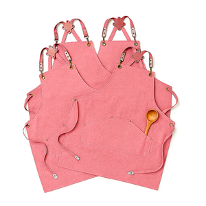 Tablier de cuisine personnalisé avec logo, couleur unie, en coton, résistant à l'eau, sans manches, tendance, sur mesure pour barbecue, coiffeur, chef - Product Image 3