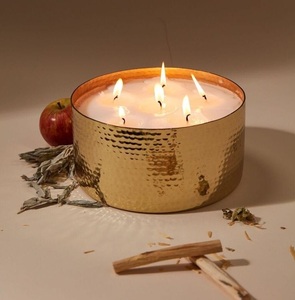 Ensemble de pots à bougies en métal multicolores, finition martelée, forme ronde, pour la décoration de la maison, des événements, des fêtes, des tables - Product Image 5