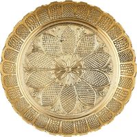 Plateau de Puja en laiton sculpté de 12 pouces avec motifs floraux, pour la maison et le temple, idéal pour les cérémonies de Puja et Aarti, cadeau doré pour la cérémonie de Puja