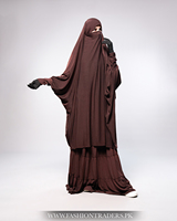 Robe Jilbab Premium Droite et Modeste en Jersey Deux Pièces Longueur Ras du Sol avec Jupe à Volants, Design Simple, Service OEM en Gros Mondial