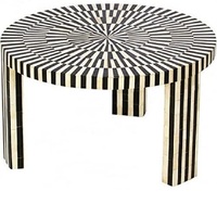 Vintage Promotion, incrustation d'os blanc, Table basse de cuisine, Table à manger, support de thé, salon, Table centrale décorative, meubles