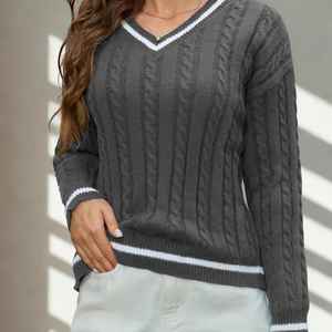 High Quality <b>Women's</b> V-Neck <b>Cardigan</b> Breathable Wool Sweater <b>for</b> Autumn Winter <b>Lined</b> Anti-Shrink Ladies' Knitted Warm Clothing - Product Image 5