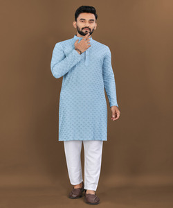 BRODERIE LOURDE EN RAYON À LA MODE AVEC TRAVAIL DE SÉQUENCE KURTA PAYJAMA PRIX DE GROS VÊTEMENT ETHNIQUE - Product Image 1