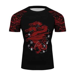 Custom Made High Quality 100% Polyester Jiu Jitsu <b>Rash</b> <b>Guard</b> Custom Short Sleeve MMA Compression <b>Rash</b> <b>Guard</b> for <b>Men's</b> MS-RG-06 - Product Image 3