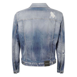 Giacche di Jeans da Uomo all'Ingrosso Personalizzate Stile Streetwear <span class=keywords><strong>Oversize</strong></span> Vintage Nere con Lavaggio Acido e Effetto Invecchiato Vestibilità Crop Varsity - Product Image 2