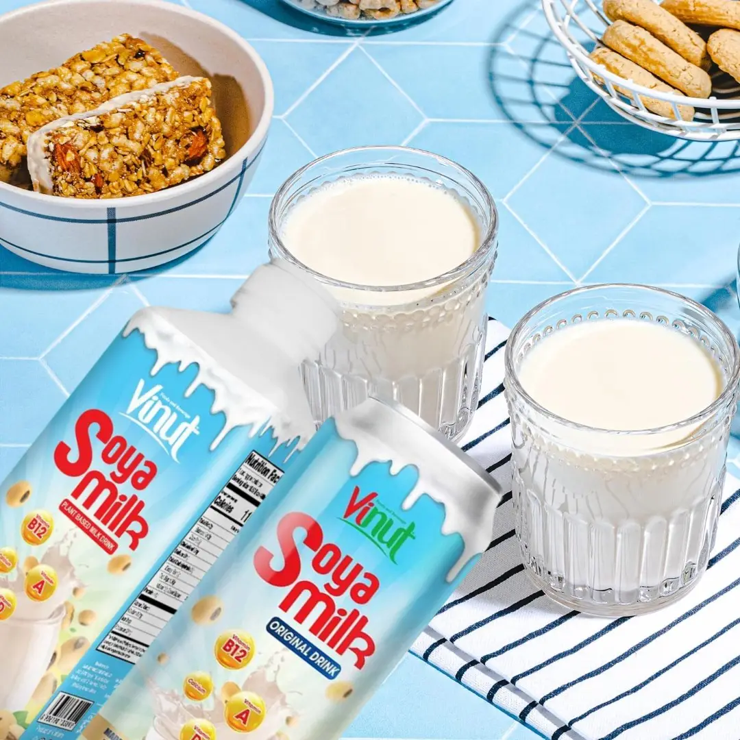 Minuman susu Soya | 500ml (Pak 24) VINUT, non-gmo, berbasis tanaman, tanpa gula tambahan, pemasok grosir, sampel gratis, OEM ODM