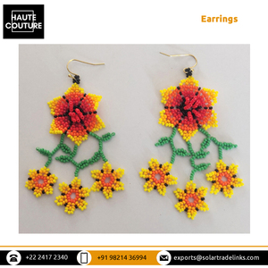 Pendientes de borlas con cuentas de flores multicolores hechos a mano de estilo clásico a precio de descuento del mejor fabricante indio del mundo - Product Image 5