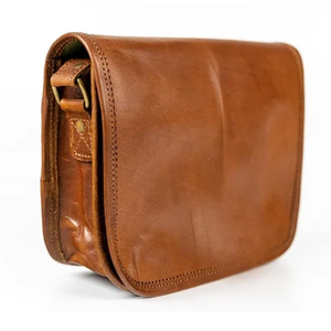 Sac à bandoulière en cuir de chèvre véritable personnalisable avec fermeture à rabat sac à bandoulière unisexe classique bureau voyage affaires - Product Image 3