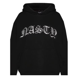 100% ropa de calle de algodón Sudadera con capucha de diamantes de imitación letra negro pesado Sudadera con capucha servicios OEM buena calidad nueva forma sudaderas con capucha Unisex - Product Image 1