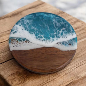 Ensemble de sous-verres en bois et en résine Artisan pour la décoration intérieure et les sous-verres en pierre - Product Image 1