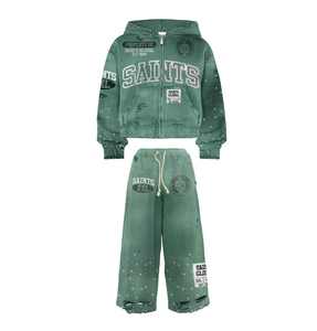 Conjunto de Sudadera con capucha polar de algodón 100% para hombre superventas con logotipo personalizado chándal transpirable para ropa informal de invierno y gimnasio Fitness - Product Image 5