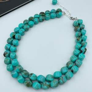 Collier fait main de couleur turquoise de style occidental collier de perles de cowgirl pour femme - Product Image 3