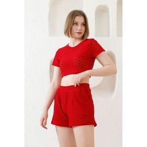 Shorts de malla rojos para mujer Topshow, producto al por mayor - Product Image 4