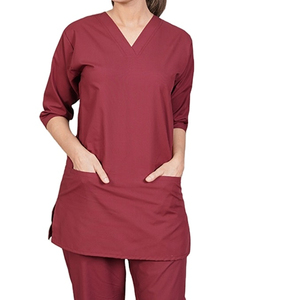 Anti-rides lavable doux été médical hôpital gommages infirmière uniforme col en v extensible court manches longues hommes femmes survêtement ensembles - Product Image 2