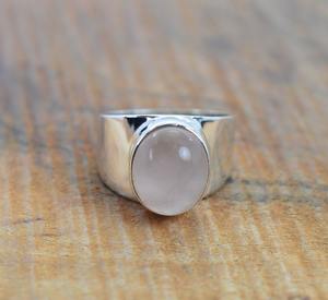 Quartz rose bague en pierres précieuses bijoux pour femmes argent Boho Style bijoux 925 argent Sterling tendance bague faite à la main cadeau pour elle - Product Image 2