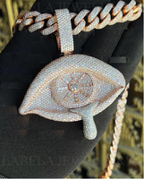 Pendentif œil glacé pour homme en moissanite or rose bijoux hip hop avec chaîne cubaine