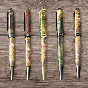 Stylos à bille en bois stabilisé haut de gamme, logo gravé personnalisé, style unique en bois de ronce, 0,7 mm, cadeau promotionnel - Product Image 3