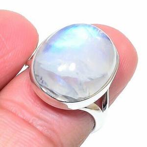Anillo de Plata de Ley 925 Hecho a Mano, Estilo Boho, con Piedra Lunar, Joyería Moderna para Mujer, Regalo para Fiesta - Product Image 1