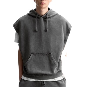 Ensemble sweat-shirt et short pour homme, logo personnalisé, haute qualité, sans manches, vintage, délavé à l'acide, lourd - Product Image 2