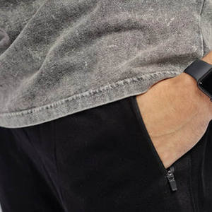 Camiseta de lona lavada con ácido de algodón Vintage con serigrafía personalizada para hombre de Hip Hop - Product Image 4