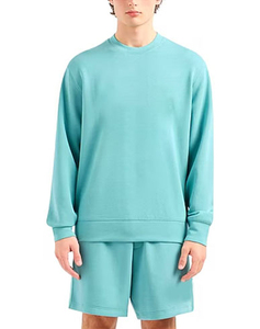 Sweat-shirt à manches longues pour homme 100% coton, couleur unie, thermique, décontracté pour l'hiver, impression numérique personnalisée, fil teint - Product Image 1