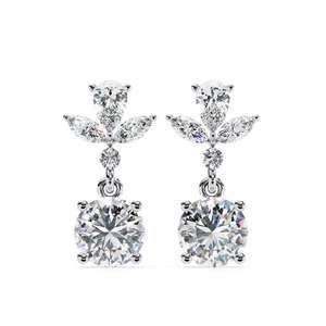 Boucles d'oreilles en diamant de laboratoire, taille marquise CVD, or massif 14 carats, diamants remplis d'or, style romantique, boucles d'oreilles pendantes, pour mariage - Product Image 2