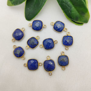 10MM Cushion Gemstone Charm Connector | Gold Plated Double Bail DIY Jewelry Wholesale - Product Image 4