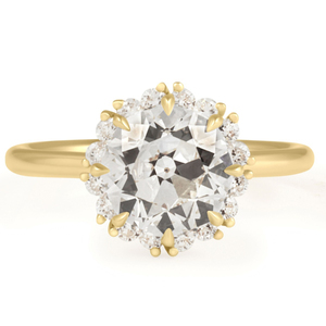 Classic Women's Yellow Gold Diamond <b>Ring</b> Round Brilliant Cut Halo Engagement Jewelry IGI Certified D Color Lab grow Diamonds - Product Image 1