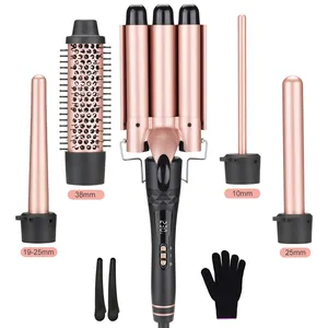 OEM factory service private logo and packaging hair iron curler 6 in 1 curling wands