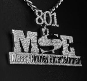 Custom Round Brilliant Cut 925 Sterling <b>Silver</b> Hip Hop Name <b>Pendant</b> with Number Bail for <b>Men</b> and Women by Phoenix Enterprise - Product Image 3