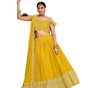 Último diseñador Pure Georgette bordado secuencia trabajo Lehenga Choli por Fab Zone - Product Image 1