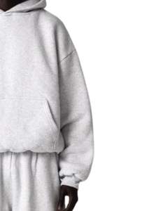 Ensemble survêtement pour homme en molleton gris cendré et pantalon de jogging ample, sweat-shirt à capuche décontracté d'hiver, pantalon streetwear - Product Image 2