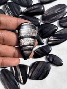 Lote de cabujón de hipersteno Natural, calidad superior, piedras preciosas negras brillantes, venta al por mayor para la fabricación de joyas - Product Image 2